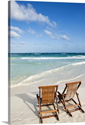 Beach chairs in the sand