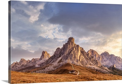 Alpine Landscape At Giau Pass, Dolomites, Colle Santa Lucia, Belluno, Veneto, Italy