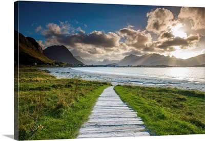 Boardwalk Leading To Ramberg Beach, Lofoten Islands, Norway