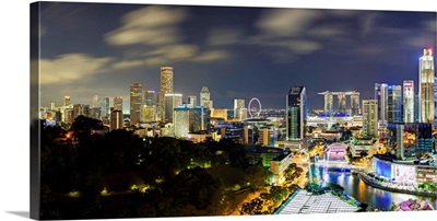 Singapore, Elevated view over Fort Canning Park and the modern City Skyline