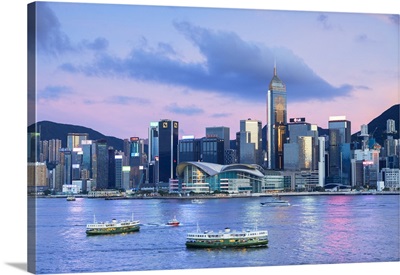 Skyline Of Wan Chai On Hong Kong Island At Sunset, Hong Kong