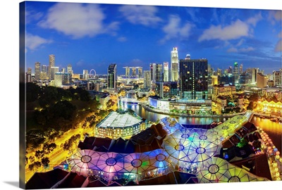 South East Asia, Singapore, Elevated view of the skyline