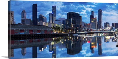 South Wharf skyline at dawn, Melbourne, Victoria, Australia