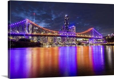 Story Bridge And Brisbane River At Dusk, Brisbane, Queensland, Australia