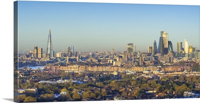 The Shard & City Of London Skyline From Canary Wharf, London, England