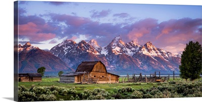 John Moulton Barn with a Dramatic Sunrise, Jackson, Wyoming