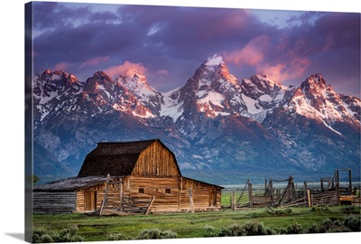 Sun Rises Over Mormon Barn, Grand Teton National Park, Wyoming