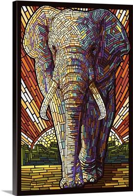 African Elephant - Paper Mosaic: Retro Art Poster