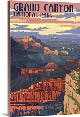 Grand Canyon National Park - Mather Point: Retro Travel Poster