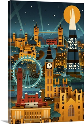 London, England, Retro Skyline