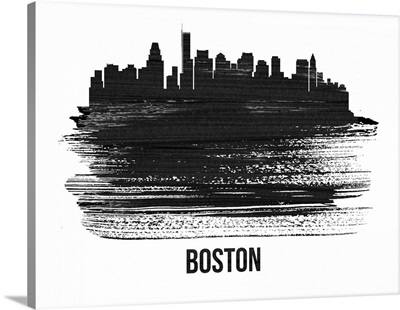 Boston Skyline Brush Stroke Black II