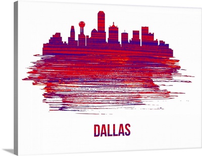 Dallas Skyline Brush Stroke Red