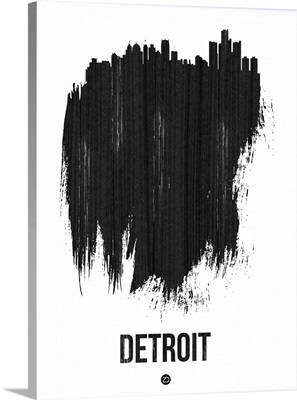 Detroit Skyline Brush Stroke Black