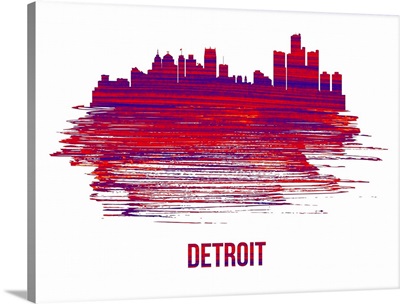 Detroit Skyline Brush Stroke Red