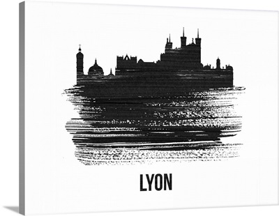 Lyon Skyline Brush Stroke Black II