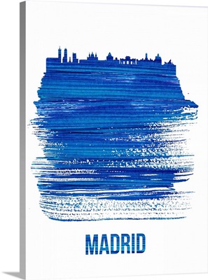 Madrid Skyline Brush Stroke Blue