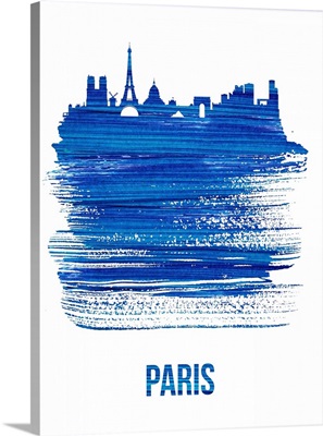 Paris Skyline Brush Stroke Blue