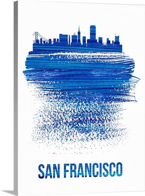 San Francisco Brush Stroke Skyline Blue