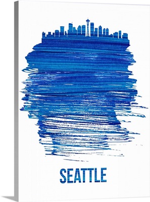 Seattle Brush Stroke Skyline Blue