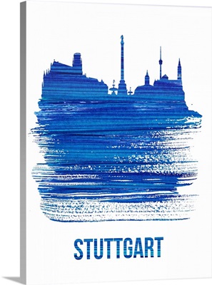 Stuttgart Skyline Brush Stroke Blue