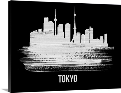 Tokyo Skyline Brush Stroke White