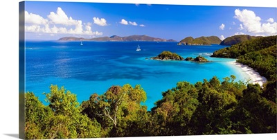 High Angle Panoramic View of Trunk Bay, St John, US Virgin Islan