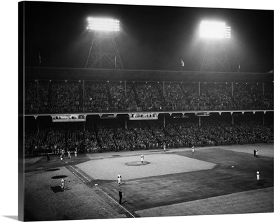 1940's 1947 Baseball Night Game Under The Lights, Ebbets Field Brooklyn