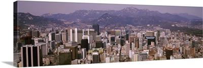 Aerial view of a city, Central Business District, Seoul, South Korea