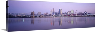 Buildings at the waterfront at dusk, Ohio River, Cincinnati, Ohio