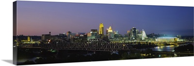 Buildings lit up at night, Cincinnati, Ohio