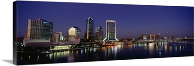 Buildings lit up at night, Jacksonville, Florida