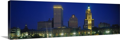 Buildings lit up at night, Providence, Providence County, Rhode Island