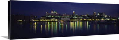 Buildings lit up at night, Quebec City, Quebec, Canada