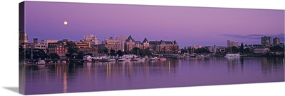 Canada, British Columbia, Victoria, View of a city skyline at night