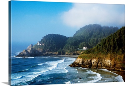 Coastal Scene In Mist With Heceta Head Lighthouse