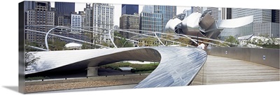 Footbridge in a park, Millennium Park, Chicago, Illinois