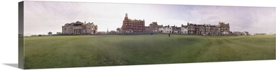 Golf course with buildings in the background, St. Andrews, Fife, Scotland