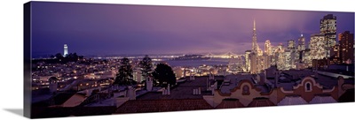 High angle view of a cityscape from Nob Hill, San Francisco, California,