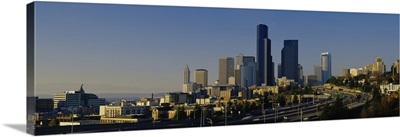 High angle view of buildings in a city, Seattle, Washington State