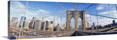 Railings of a bridge, Brooklyn Bridge, Manhattan, New York City, New York State, USA, (pre Sept. 11, 2001)