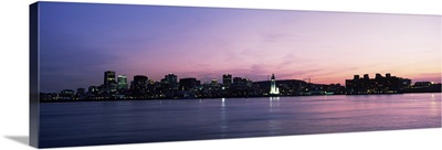 Sea with buildings in the background, Montreal, Quebec, Canada