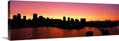 Silhouette of buildings at dusk, Montreal, Quebec, Canada 2010