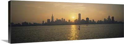 Silhouette of skyscrapers at the waterfront, Chicago, Cook County, Illinois