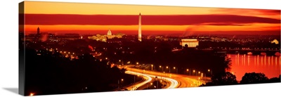 Washington DC, aerial, sunset