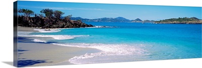 Waves crashing on the beach, Turtle Bay, Caneel Bay, St. John, US Virgin Islands