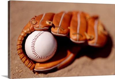 Baseball in glove