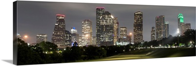 Houston TX Skyline at Night Panorama