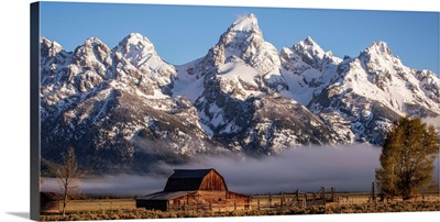 John Moulton Barn With High Peaks Of Teton Range, Grand Teton National Park, Wyoming