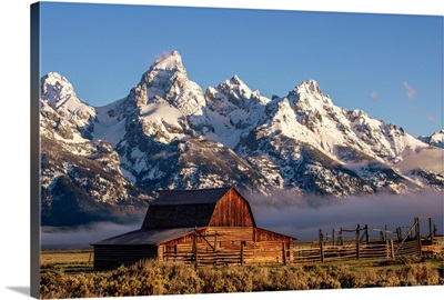 John Moulton Barn With Teton Range, In Grand Teton National Park, Wyoming