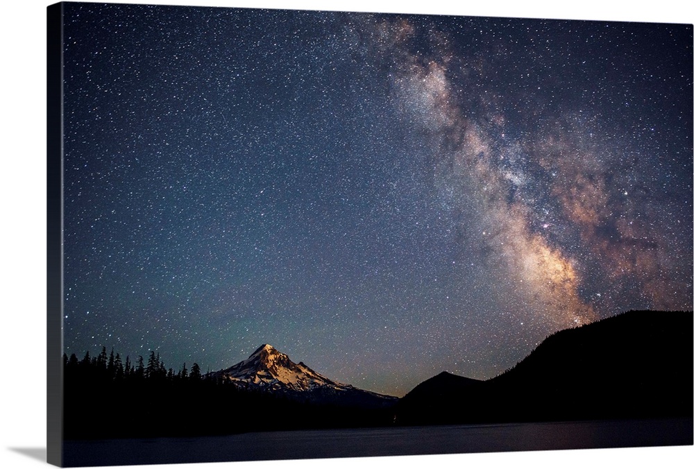 View of Mount Hood and Milky Way in Portland, Oregon.